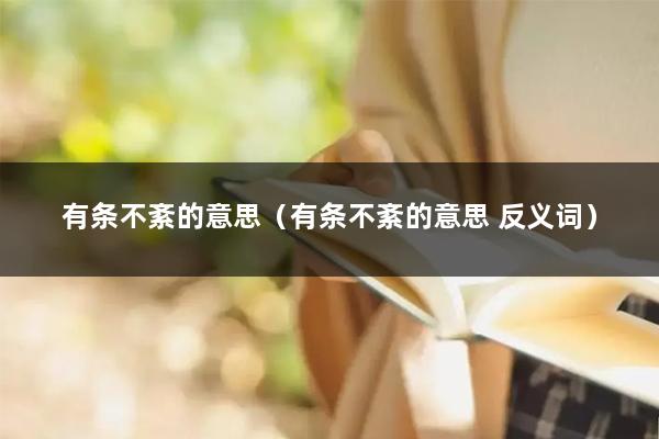 有条不紊的意思（有条不紊的意思 反义词）