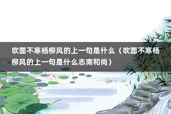 吹面不寒杨柳风的上一句是什么（吹面不寒杨柳风的上一句是什么志南和尚）