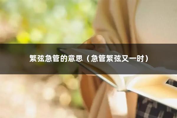 繁弦急管的意思（急管繁弦又一时）