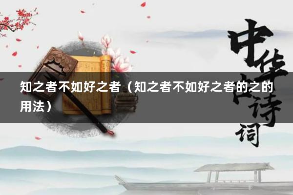 知之者不如好之者（知之者不如好之者的之的用法）