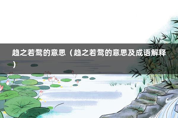 趋之若鹜的意思（趋之若鹜的意思及成语解释）