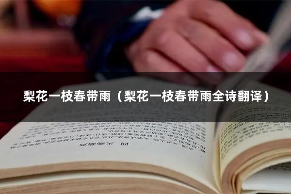 梨花一枝春带雨（梨花一枝春带雨全诗翻译）
