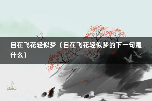 自在飞花轻似梦（自在飞花轻似梦的下一句是什么）